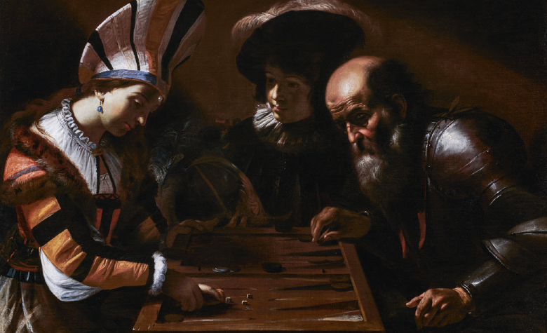 Mattia Pretti, A Game of Backgammon, a painting's reproduction