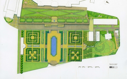 below: plan and view of the garden