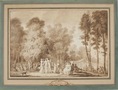 Scena w Parku Tuileries, ok. 1807-1808, pióro, tusz brunatny, pędzel, ołówek, papier